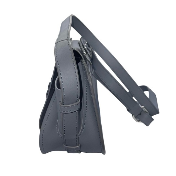 ZAC Zac Posen Crossbody Bag Slate Blue Grey Leather Flowers Handbag Purse Silver - Picture 7 of 14